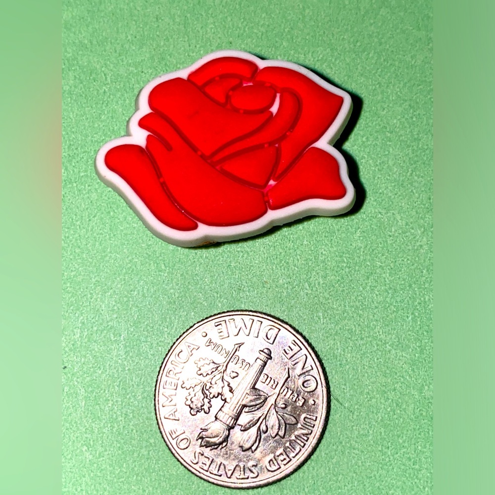 (10 for $15) Red Rose Flower Crocs Shoe Charms B